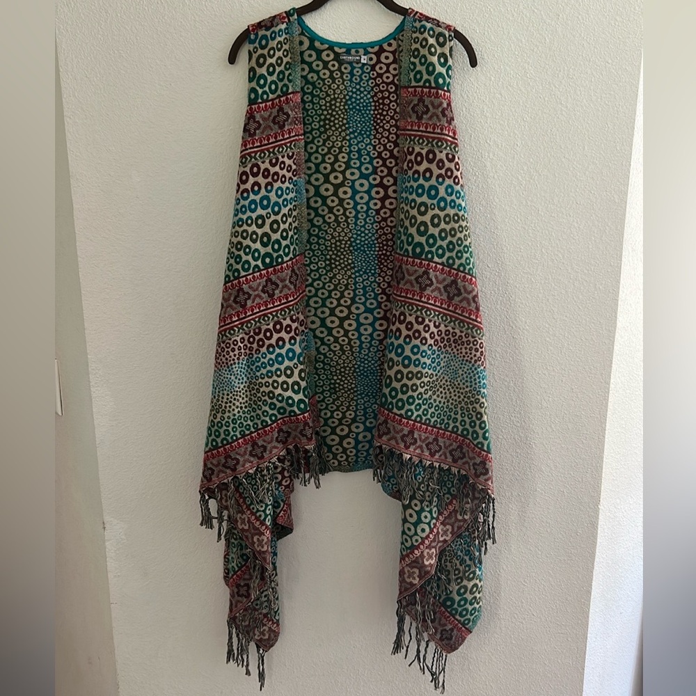 EARTHBOUND Trading Co Unique bohemian Multicolor Patterned Knit Vest